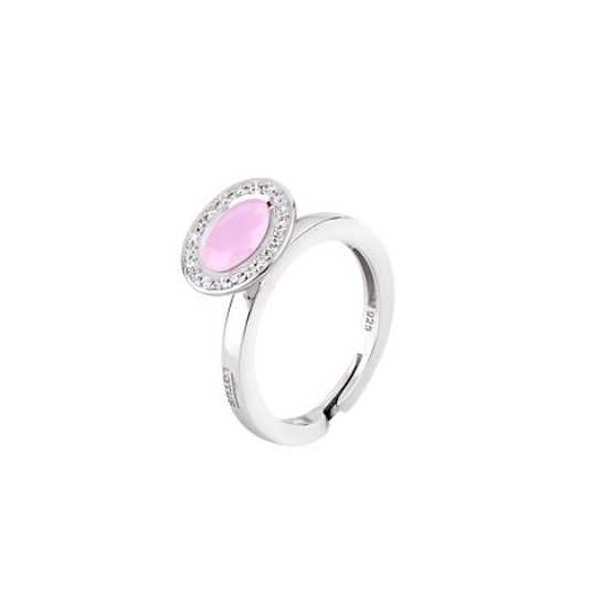 Lotus Silver Anillo Oval Rosa
