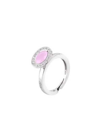 Lotus Silver Anillo Oval Rosa
