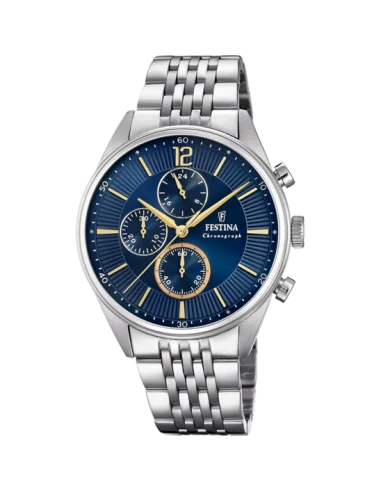 Festina Crono Timeless Cadena Acero Azul