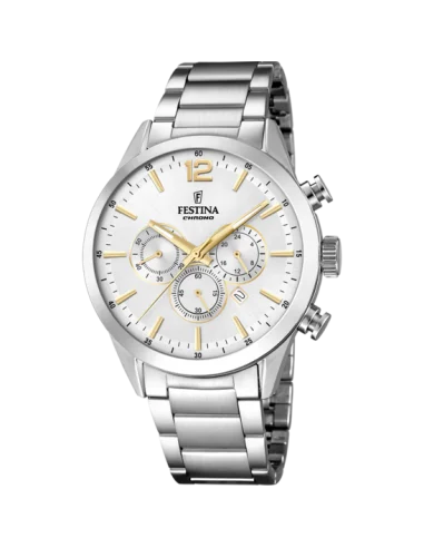 Festina Crono Timeless Cadena Acero Blanco