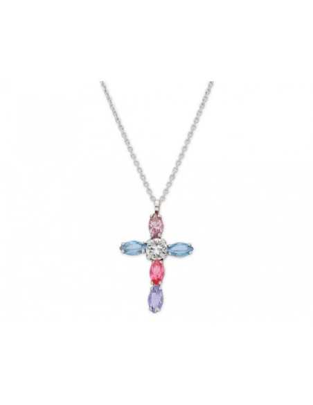 Liska Colgante Cruz Cristales Multicolor