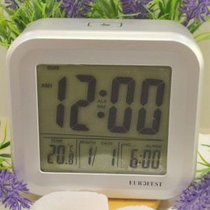 FD0097/A Eurofest Despertador Digital Con Alarma Plata - Relojería