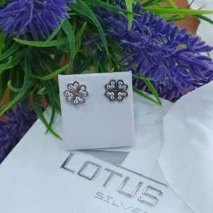 Lotus Silver Pendientes Trébol Circonitas