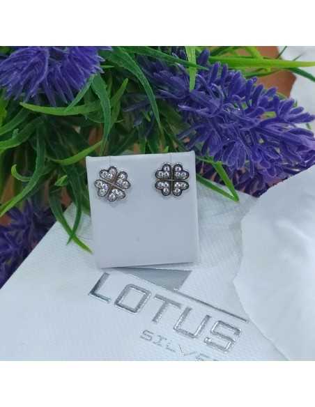 Lotus Silver Pendientes Trébol Circonitas
