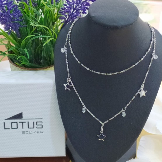 Lotus Silver Collar Estrellas Doble