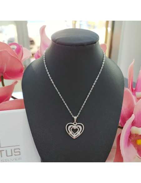 Lotus Silver Collar Corazón Circonitas Plateado