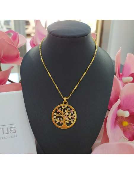 Lotus Silver Collar Árbol Chapado Multicolor