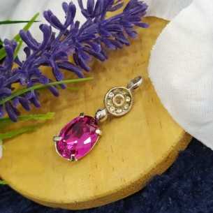 Aragón Carmona Colgante cristal ovalado fucsia