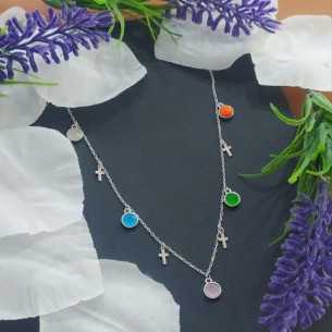 Amagoa Gargantilla Chatones y Cruz Plata