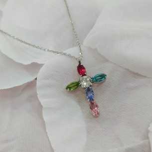Liska Colgante Cruz Cristales Multicolor