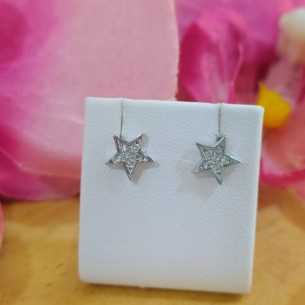 Amagoa Pendientes de Plata Estrellas con cierre a presión