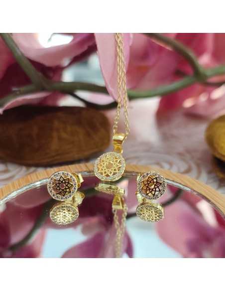 Amagoa Juego Gargantilla + Pendientes Estrella Mandala