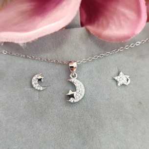 Amagoa Juego Gargantilla + Pendientes Estrella y Luna