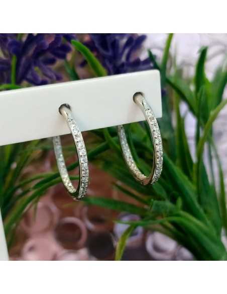 Amagoa Pendientes Aro Circonitas Blancas