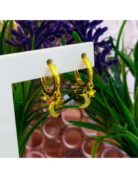 Amagoa Pendientes Aro Motivos Dorados