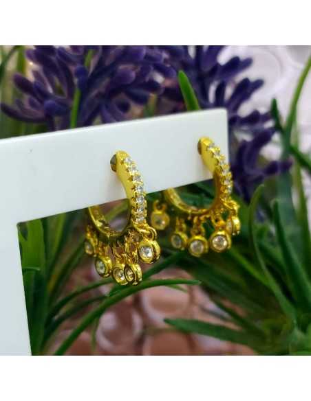 Amagoa Aros Circonitas Colgantes Blancas