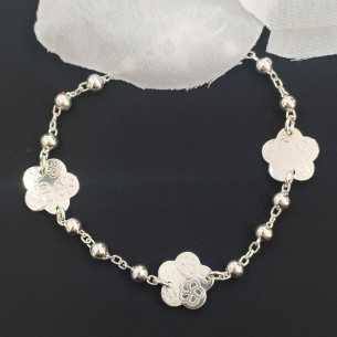 Pulsera Bolas Placas Flores