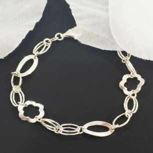 Pulsera Flor Calada Eslabones Grandes