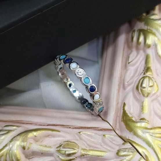 Amagoa Anillo Circonitas Tonos Azules