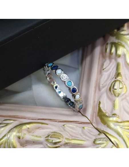 Amagoa Anillo Circonitas Tonos Azules