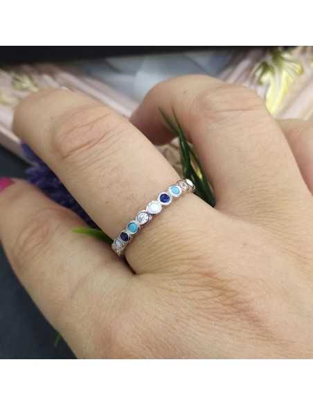 Amagoa Anillo Circonitas Tonos Azules