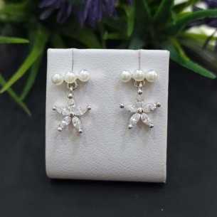 Amagoa Pendientes Flor Y Perlas