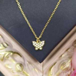 Marea Collar Mariposa Con Perlas