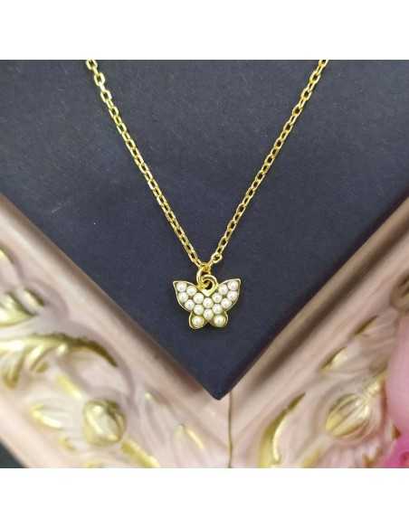 Marea Collar Mariposa Con Perlas