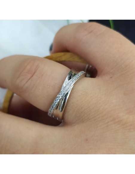 Lotus Silver Anillo Cruzado