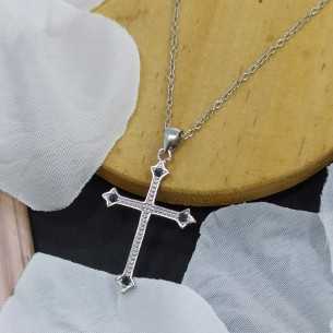 Amagoa Collar Cruz Circonita Negra