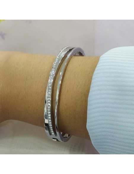 Lotus Style Pulsera Rígida Circonitas