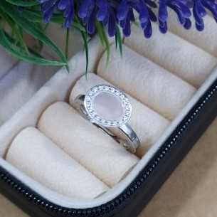 Lotus Silver Anillo Oval Rosa