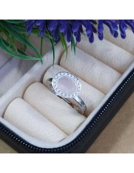 Lotus Silver Anillo Oval Rosa