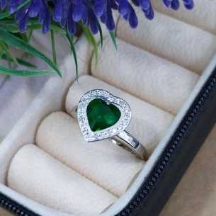 Lotus Silver Anillo Corazón Verde