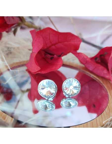 Liska Pendientes Cristales Redondos de Colores a Presión