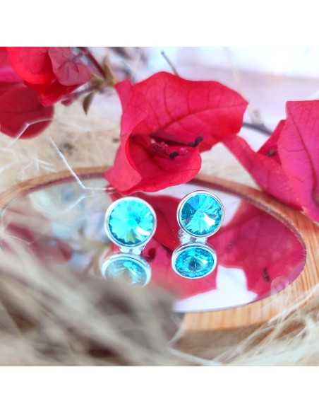 Liska Pendientes Cristales Redondos de Colores a Presión