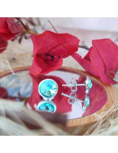 Liska Pendientes Cristales Redondos de Colores a Presión