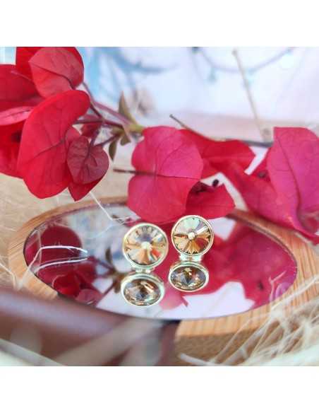 Liska Pendientes Cristales Redondos de Colores a Presión