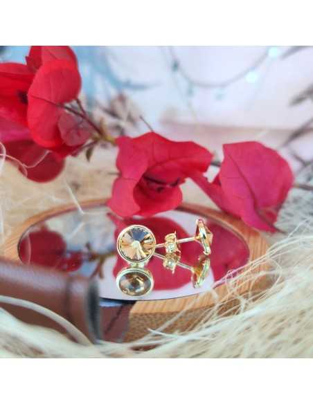 Liska Pendientes Cristales Redondos de Colores a Presión