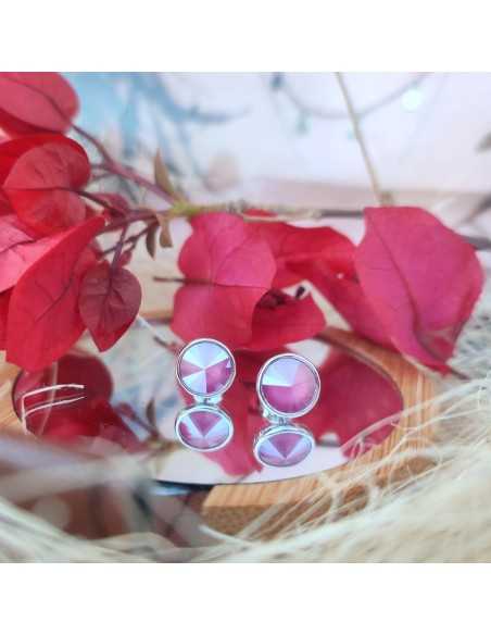 Liska Pendientes Cristales Redondos de Colores a Presión