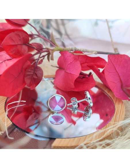 Liska Pendientes Cristales Redondos de Colores a Presión