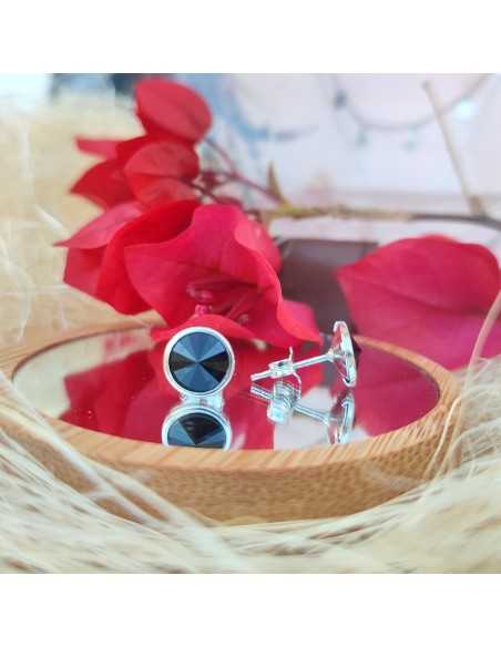 Liska Pendientes Cristales Redondos de Colores a Presión