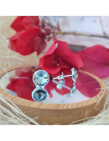 Liska Pendientes Cristales Redondos de Colores a Presión