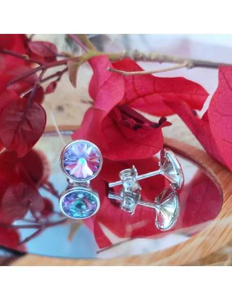 Liska Pendientes Cristales Redondos de Colores a Presión