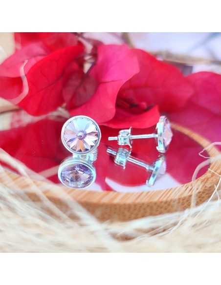 Liska Pendientes Cristales Redondos de Colores a Presión