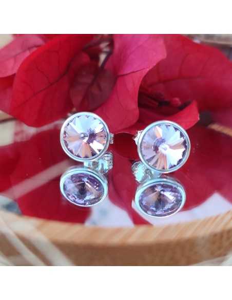 Liska Pendientes Cristales Redondos de Colores a Presión