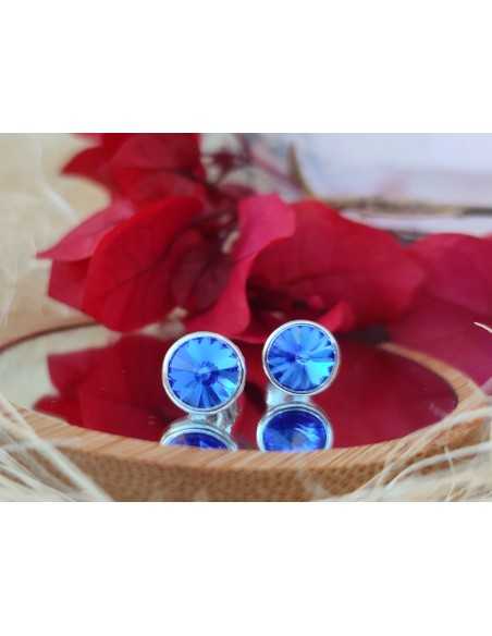 Liska Pendientes Cristales Redondos de Colores a Presión