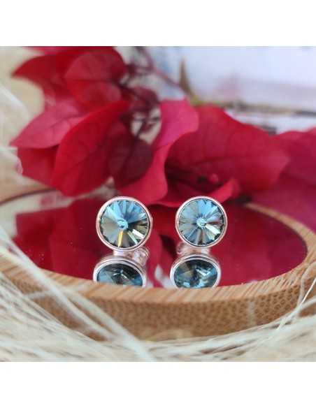 Liska Pendientes Cristales Redondos de Colores a Presión