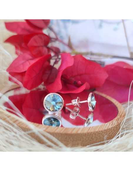 Liska Pendientes Cristales Redondos de Colores a Presión