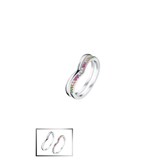 Lotus Silver Anillo Doble Multicolor